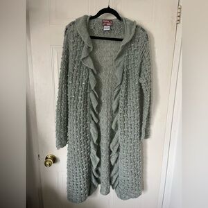 April Cornell teal knit long cardigan
